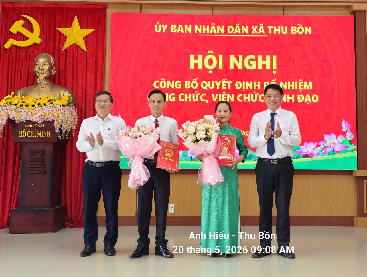 UBND xã Thu Bồn: Công bố Quyết định bổ nhiệm công chức, viên chức lãnh đạo quản lý